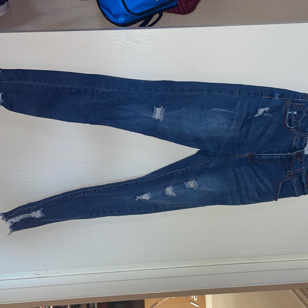 Bamboo dark wash semi- ripped jeans